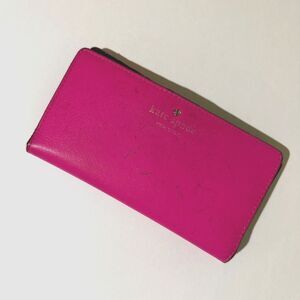 Kate Spade, Pink Stacy Wallet Bifold Snap Closure Saffiano Leather